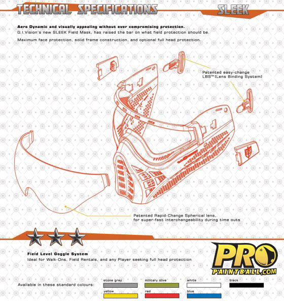 gi-vision-sleek-specs New Paintball Gear: GI VISION SLEEK Paintball Goggle Specs