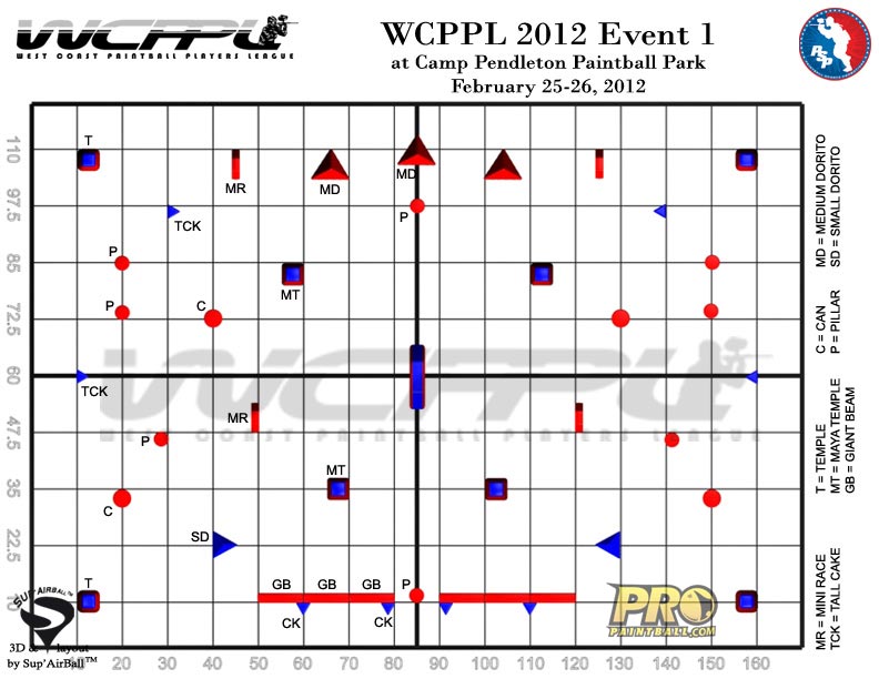 2012_WCPPL_E1_Grid West Coast Paintball Players League Field Layout 1, Grid View